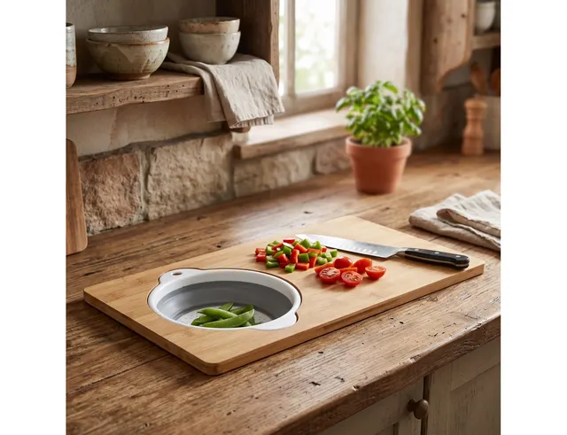 Επιφάνεια κοπής με σουρωτήρι Cook Concept - 49.5x28x1.5cm