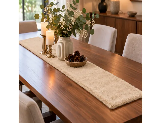 ΔΙΑΚΌΣΜΗΣΗ & DECO ΣΕ ΕΟΡΤΑΣΤΙΚΌ ΠΝΕΎΜΑ TABLE RUNNER FAUX FUR POLYESTER BEIGE (W/H/D) 160X