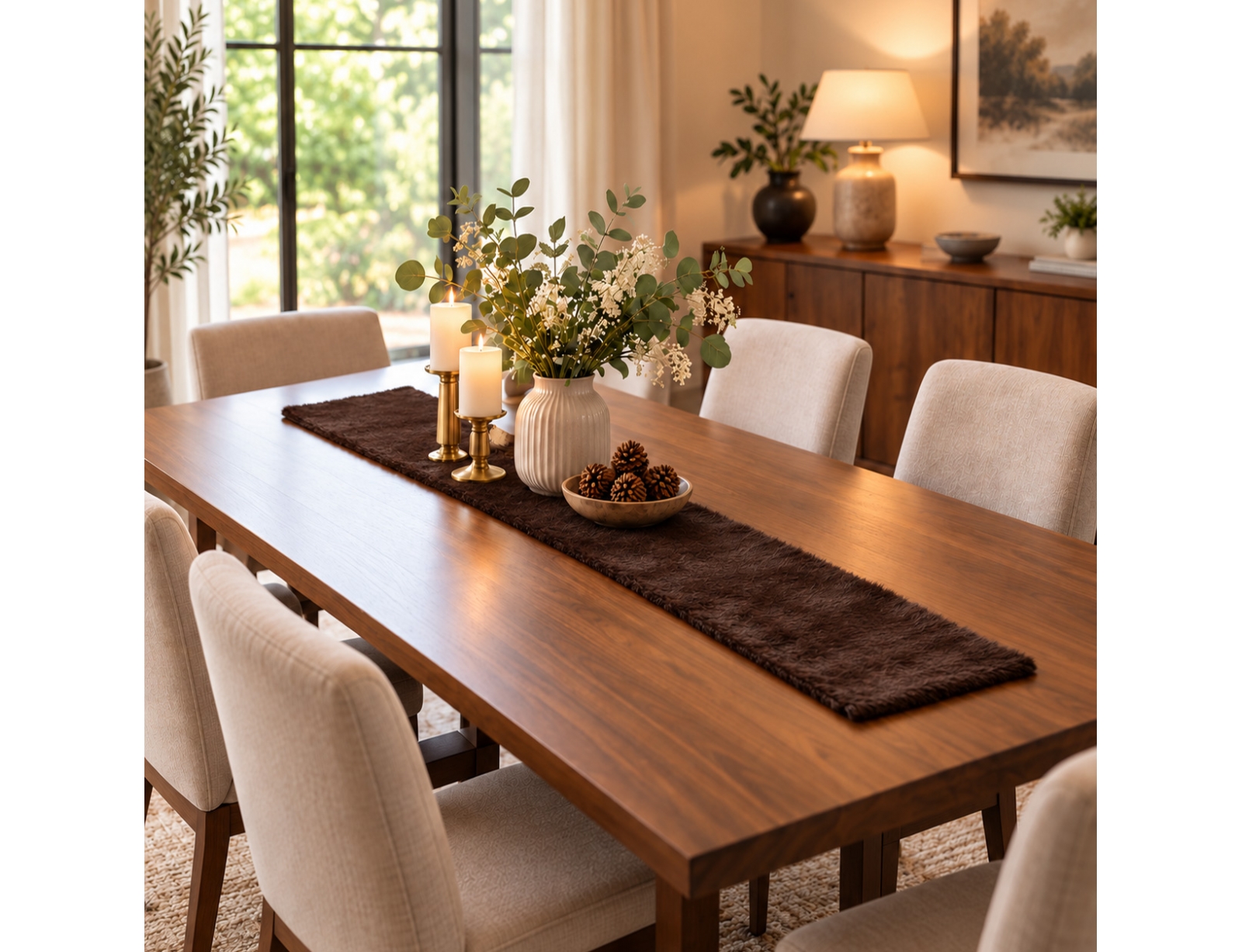 ΔΙΑΚΌΣΜΗΣΗ & DECO ΣΕ ΕΟΡΤΑΣΤΙΚΌ ΠΝΕΎΜΑ TABLE RUNNER FAUX FUR POLYESTER BROWN (W/H/D) 160X