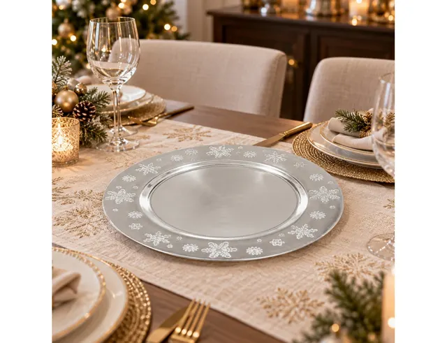 ΠΙΑΤΈΛΕΣ PRES PLATE SNOWFLAKE SILV 33CM 183454AR