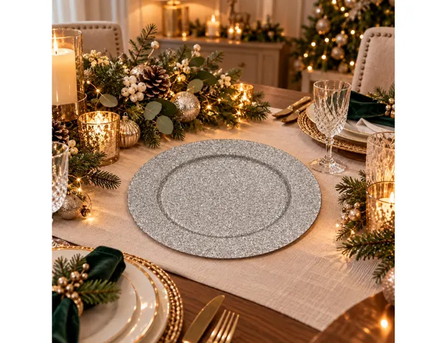 ΠΙΑΤΈΛΕΣ GLITTER PRES ROUND PLATE SILV 147108AR