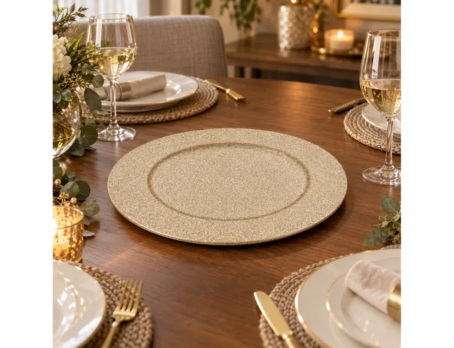 ΠΙΑΤΈΛΕΣ GLITTER PRES. ROUND PLATE GOLD 147108OR