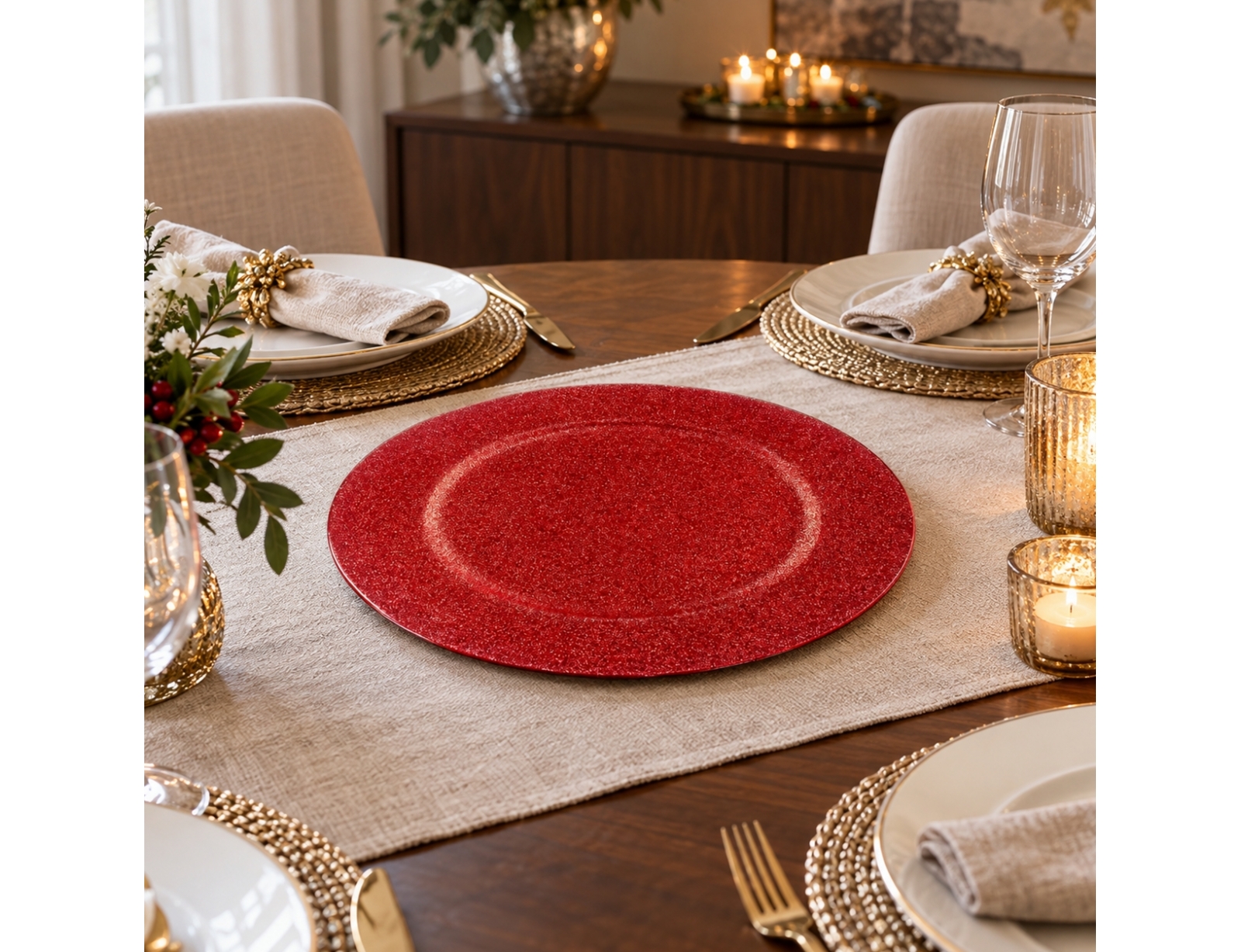 ΠΙΑΤΈΛΕΣ GLITTER PRES. ROUND PLATE RED 147108RG