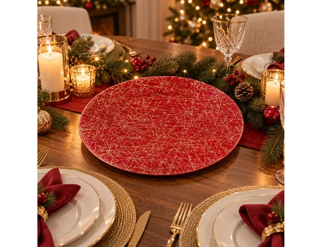 ΠΙΑΤΈΛΕΣ PRES PLATE RED + GOLD LINES 152129C