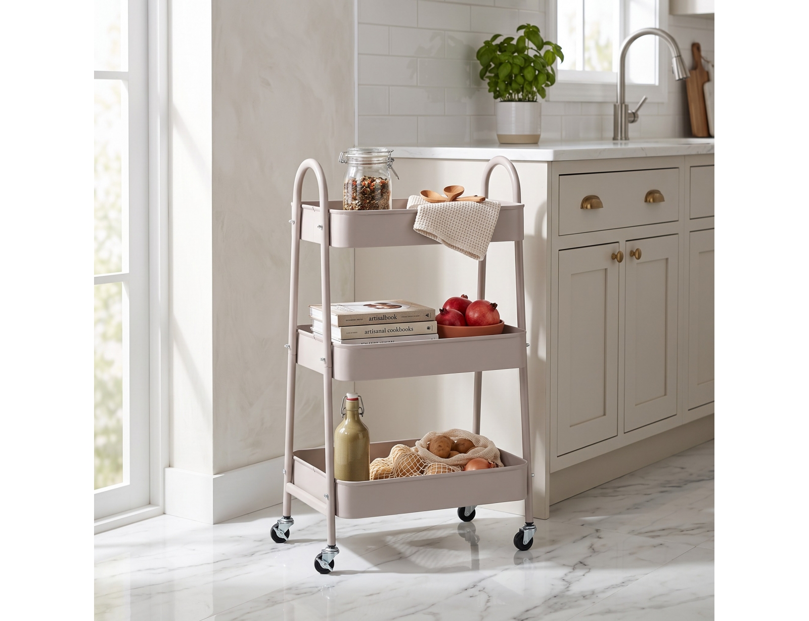 ΤΡΌΛΕΪ ΚΟΥΖΊΝΑΣ KITCHENTROLLEY 3 LAYERS SAND