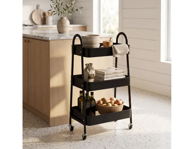 Τρόλεϊ αποθήκευσης κουζίνας Storage Solutions - 44x31.5x79.5cm - Μαύρο