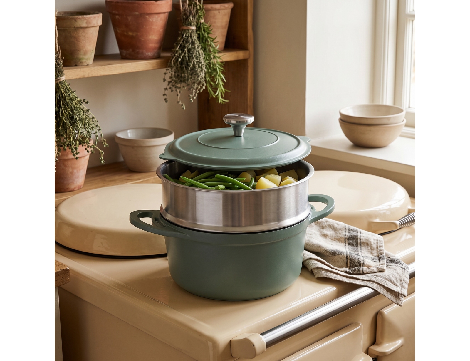 ΚΑΤΣΑΡΌΛΕΣ CAST ALU POT STEAMER 24 GREEN