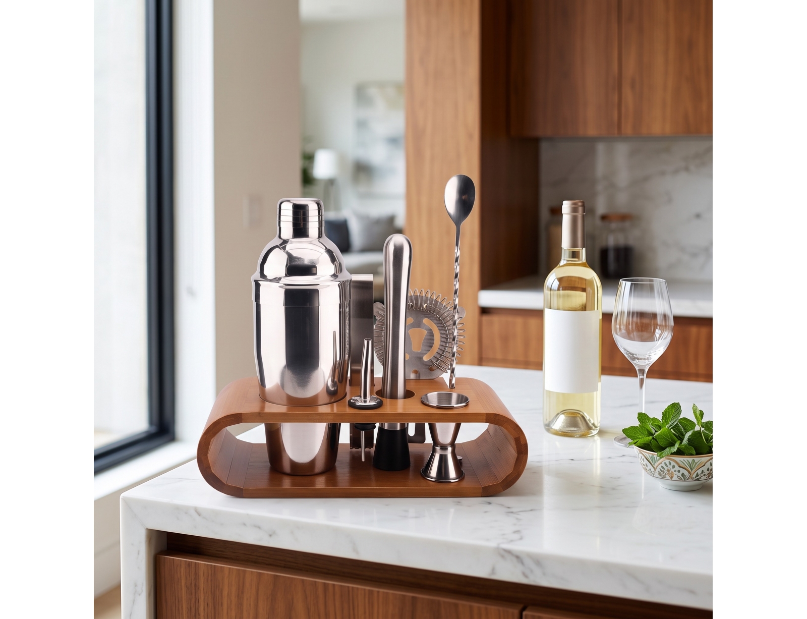 ΣΕΤ ΠΑΡΑΣΚΕΥΉΣ ΚΟΚΤΈΙΛ COCKTAIL SET W BAMBOO TRAY KV7303