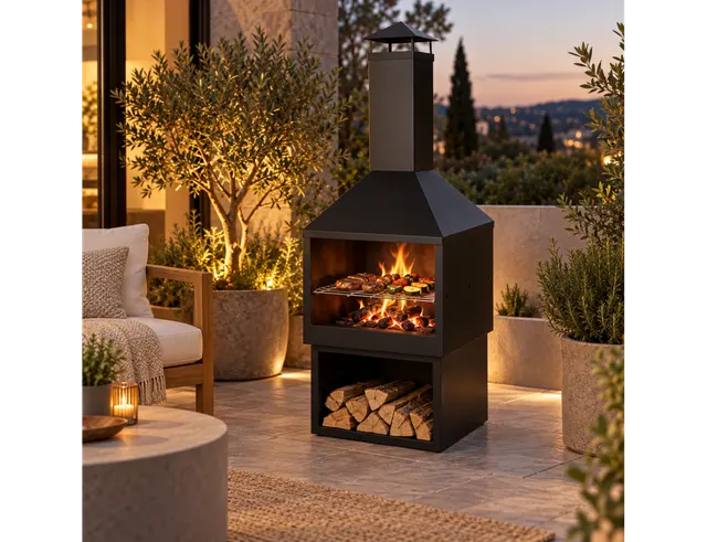 ΤΖΑΚΙΑ ΚΑΙ ΕΣΤΊΕΣ ΦΩΤΙΆΣ ΒΕΡΆΝΤΑΣ - ΚΉΠΟΥ CHIMNEY FIREPLACE METAL H118CM CM7000290