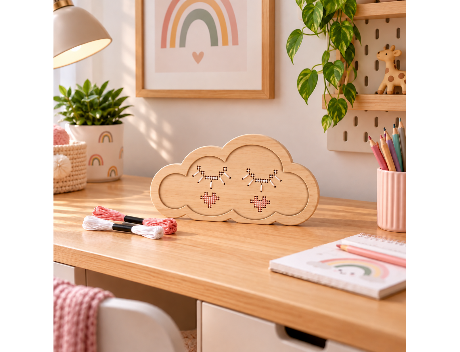 ΔΗΜΙΟΥΡΓΙΚΉ ΑΠΑΣΧΌΛΗΣΗ WOODEN KNIT CRAFT 30*17CM CLOUD WOMD341