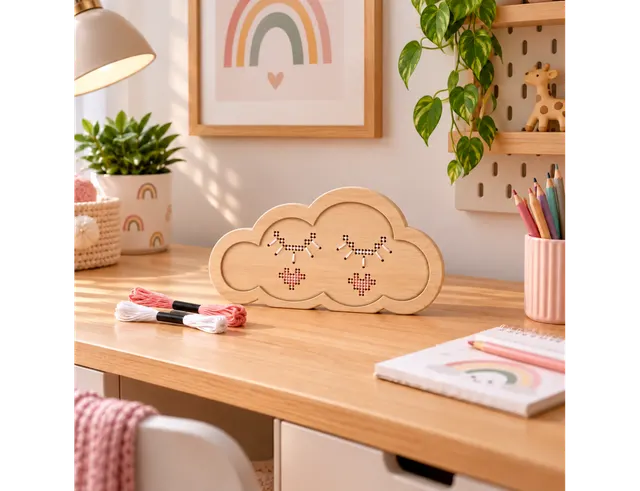ΔΗΜΙΟΥΡΓΙΚΉ ΑΠΑΣΧΌΛΗΣΗ WOODEN KNIT CRAFT 30*17CM CLOUD WOMD341