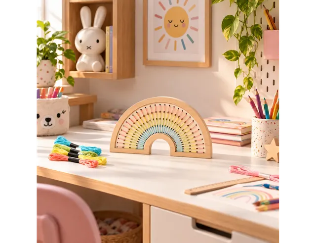 ΔΗΜΙΟΥΡΓΙΚΉ ΑΠΑΣΧΌΛΗΣΗ WOODEN KNIT CRAFT 30*17CM RAINBOW WOMD340