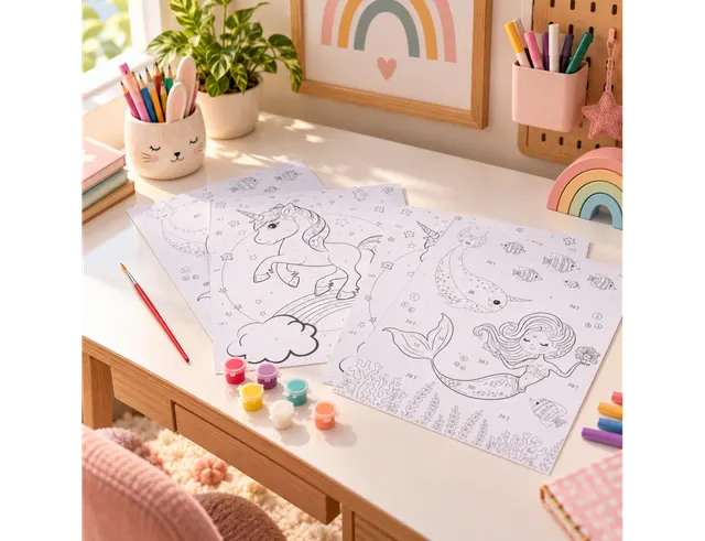Ζωγραφικής με αριθμούς Mermaid - Unicorn Colorem & χρώματα