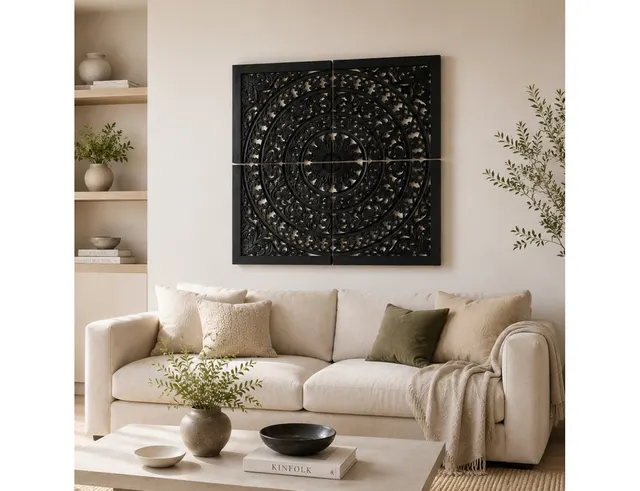 ΔΙΑΚΟΣΜΗΤΙΚΟΊ ΠΊΝΑΚΕΣ PTMD WALL PANEL AKOULINA BLACK 120 CM SET OF 4