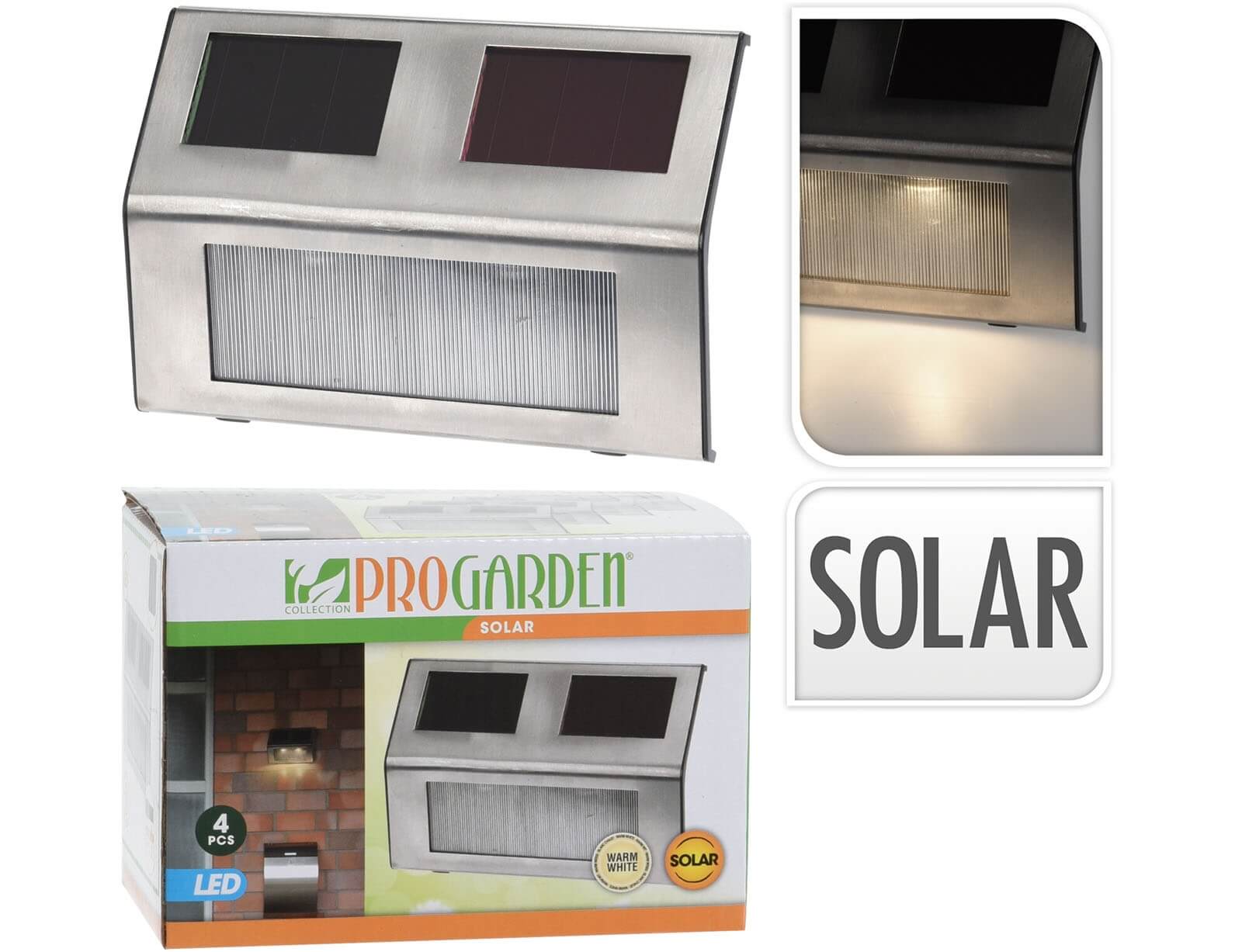 ΦΩΤΙΣΤΙΚΆ ΤΟΊΧΟΥ LED ΟUTDOOR SOLAR LIGHT STAINLESS SET 4PCS DT2100250