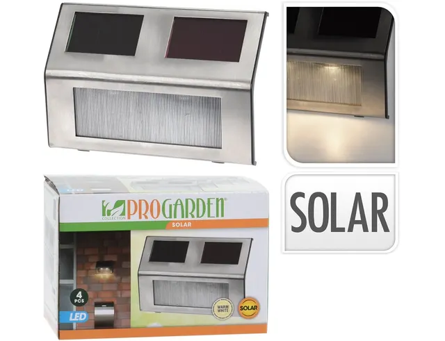 ΦΩΤΙΣΤΙΚΆ ΤΟΊΧΟΥ LED ΟUTDOOR SOLAR LIGHT STAINLESS SET 4PCS DT2100250