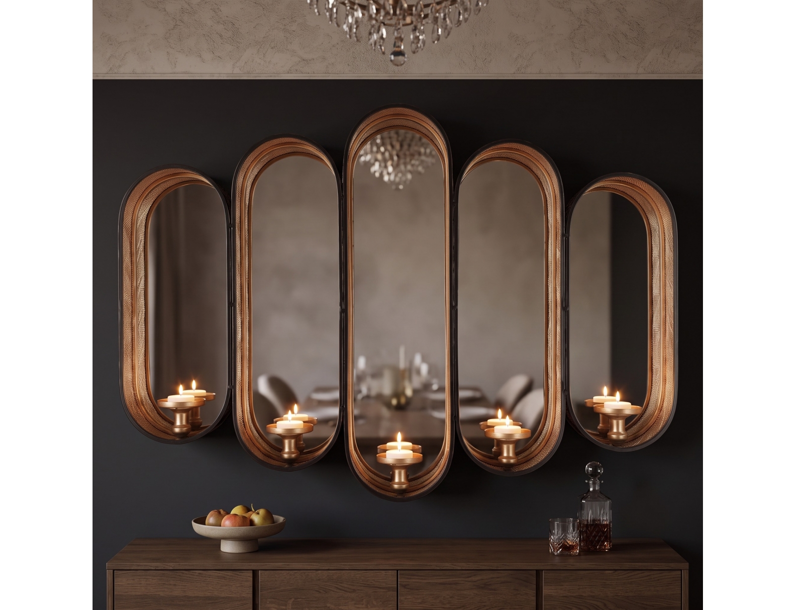 ΔΙΑΚΟΣΜΗΤΙΚΟΊ ΚΑΘΡΈΦΤΕΣ COUNTRYFIELD WALL MIRROR WITH CANDLE HOLDERS 93.5