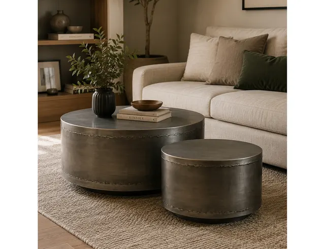 ΤΡΑΠΕΖΆΚΙΑ ΣΑΛΟΝΙΟΎ PTMD SIDE TABLE GEORGY METAL 80 CM SET OF 2