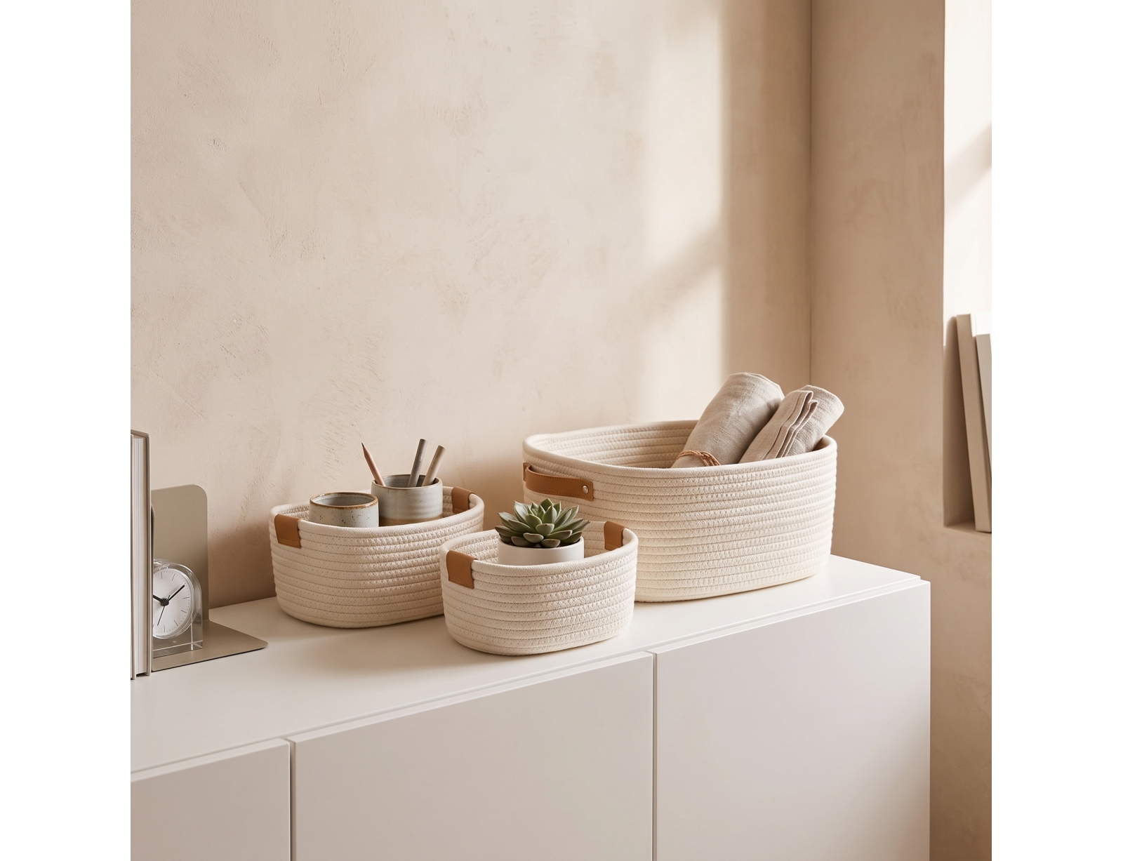 ΨΆΘΙΝΑ & ΥΦΑΣΜΆΤΙΝΑ ΚΑΛΆΘΙΑ X3 IVORY BASKET DUO MARQUE : FIVE
