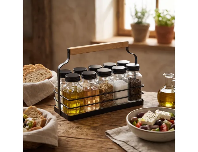 ΑΛΑΤΟΠΙΠΕΡΙΈΡΕΣ & ΔΟΧΕΊΑ ΜΠΑΧΑΡΙΚΏΝ SPICE RACK SET 11PCS