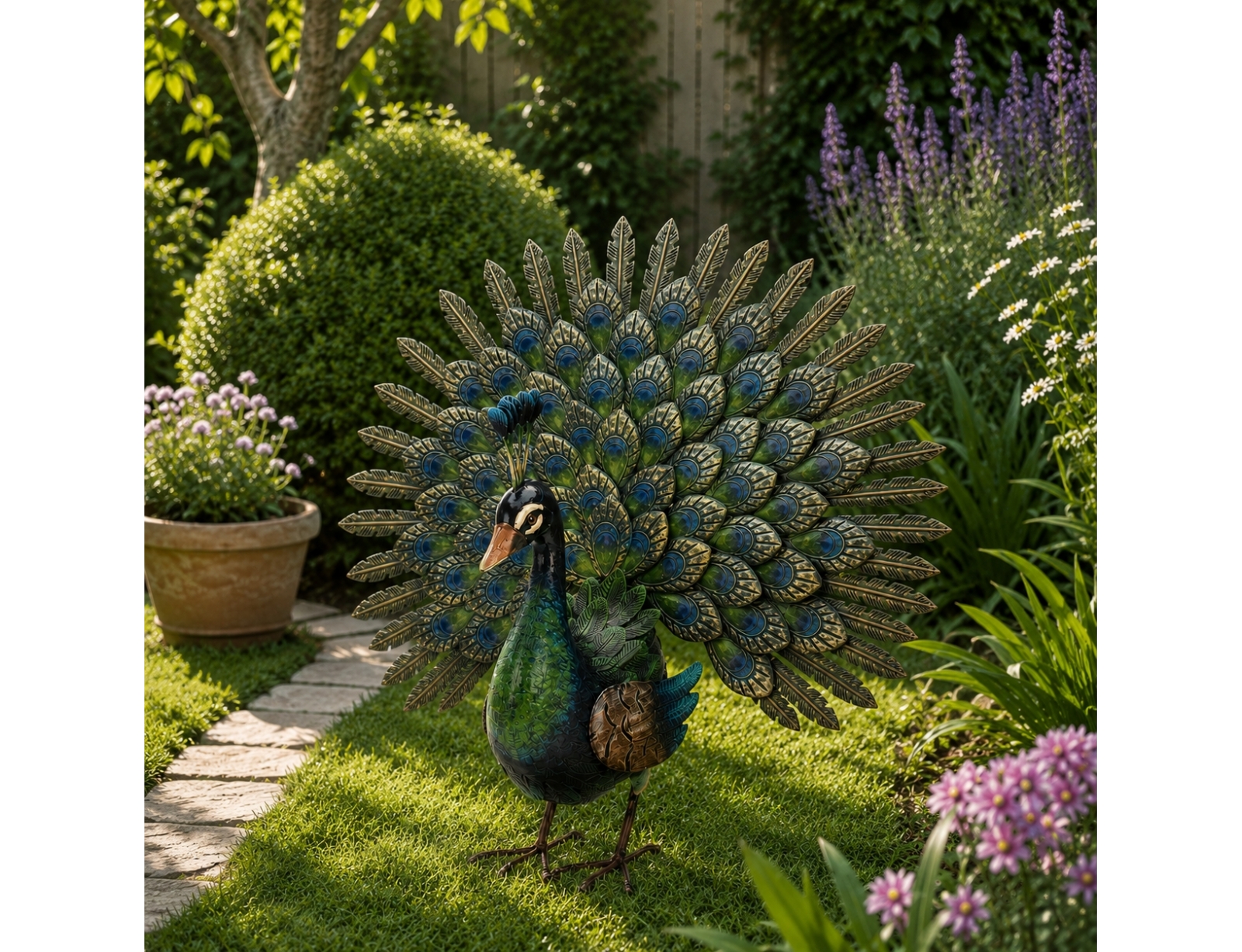 ΔΙΑΚΟΣΜΗΤΙΚΆ ΚΉΠΟΥ & ΒΕΡΆΝΤΑΣ PEACOCK METAL 30X65X63CM