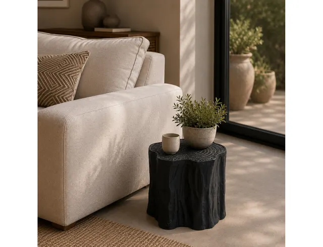 ΤΡΑΠΕΖΆΚΙΑ ΣΑΛΟΝΙΟΎ PTMD SIDE TABLE FENNAH TREE TRUNK ALUMINIUM BLACK