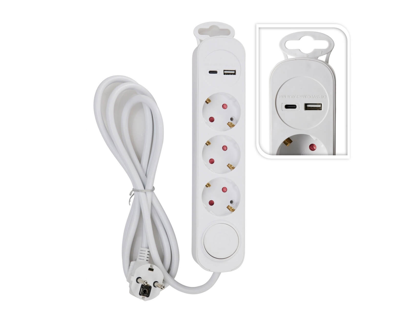 Πολύπριζο - 3 Schuko - USB A+C