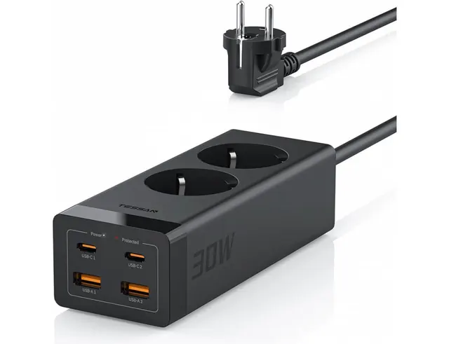 ΠΟΛΎΜΠΡΙΖΑ TESSAN 6 IN 1 POWER STRIP 2XSCHUKO 2XUSB 2XTYPE-C