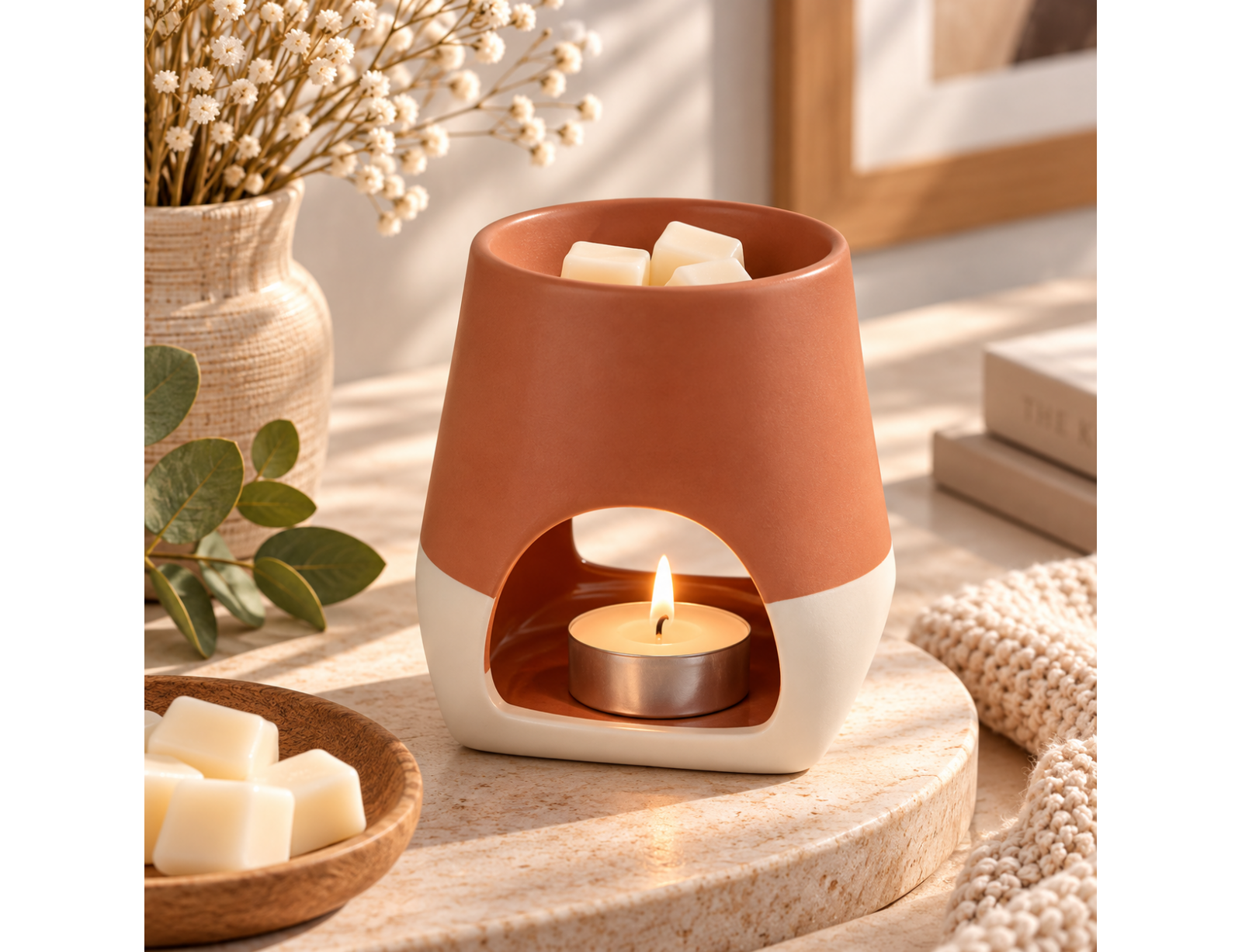 WAX ΚΕΡΙΆ & WAX ΜELT ΒURNERS CERAMIC INCENSE BURNER D10*H10.5CM TWO-TONE TERRAC