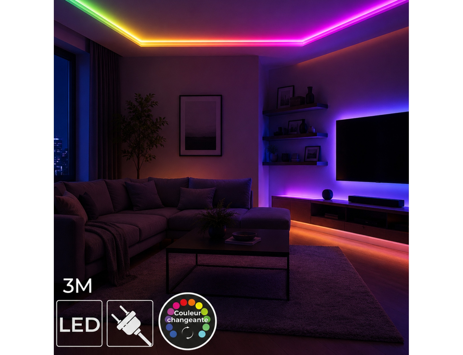 ΤΑΙΝΊΕΣ LED RGB LED STRIP 3M WHITE AND MULTICOLOURED M12 LA016