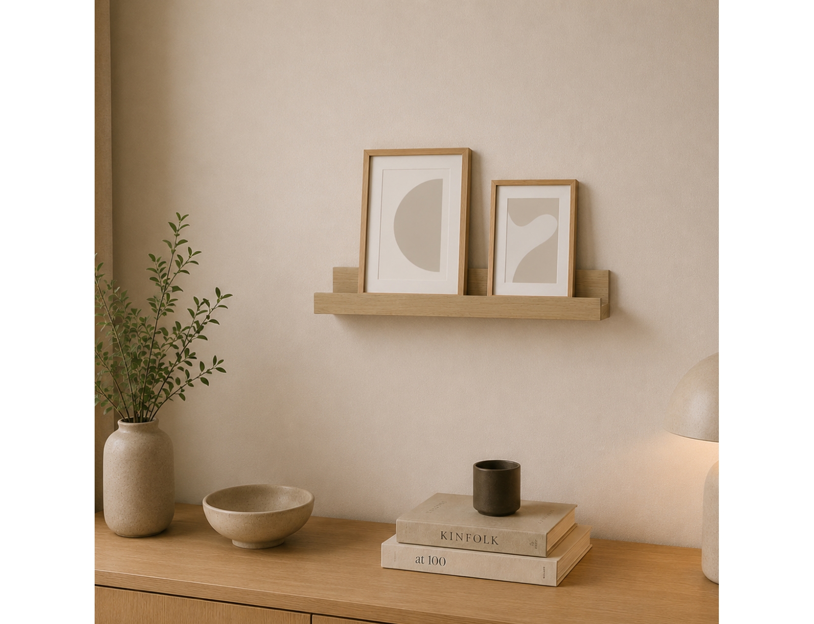 ΡΑΦΙΈΡΕΣ/ΡΆΦΙΑ ΤΟΊΧΟΥ PHOTO SHELF 40*6*7CM LIGHT OAK COLOR HOMEA 6RAN890