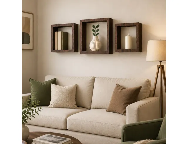 ΡΑΦΙΈΡΕΣ/ΡΆΦΙΑ ΤΟΊΧΟΥ SET OF 3 NESTING MDF CUBES 23/26.5/30CM ACACIA HOM