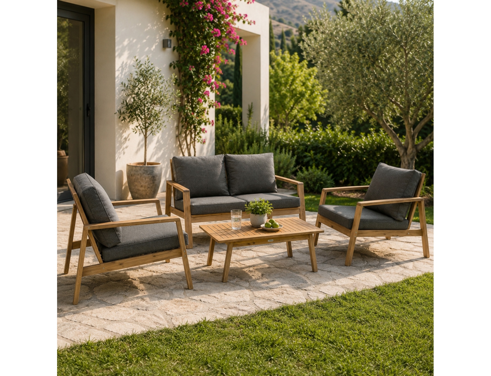 ΟΛΟΚΛΗΡΩΜΈΝΑ ΣΈΤ TIWI SOFA SET ACACIA 4S HESPERIDE 210912A