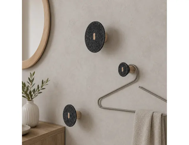 ΚΡΕΜΆΣΤΡΕΣ ΤΟΊΧΟΥ BLOMUS, SET OF 3 WALL HOOKS DARK GRAY MELANGE PELA