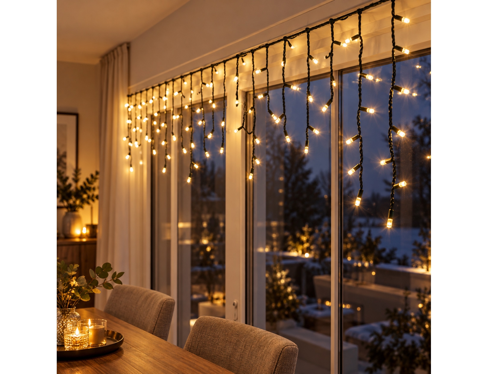 ΣΥΡΜΆΤΙΝΑ & PVC ΛΑΜΠΆΚΙΑ LED ICICLE LIGHTS 180LED WW