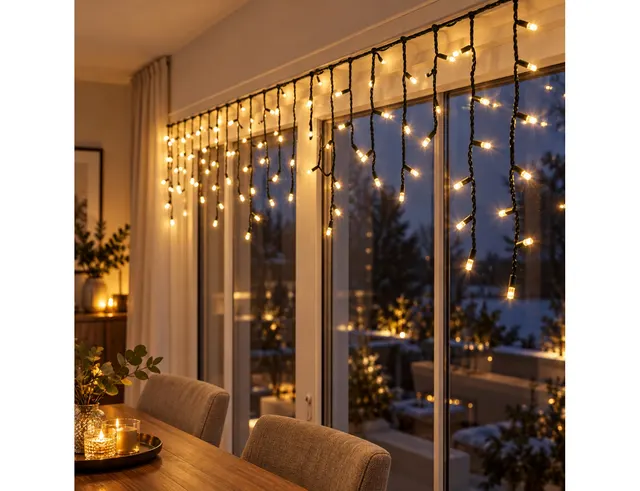 ΣΥΡΜΆΤΙΝΑ & PVC ΛΑΜΠΆΚΙΑ LED ICICLE LIGHTS 180LED WW