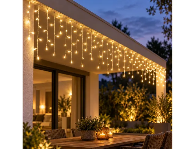ΣΥΡΜΆΤΙΝΑ & PVC ΛΑΜΠΆΚΙΑ LED ICICLE LIGHTS 180LED WW
