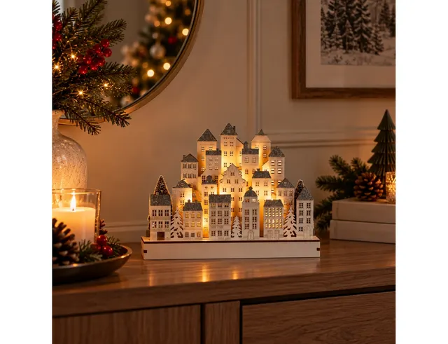 ΠΑΡΑΔΟΣΙΑΚΆ WINTER SCENES XMAS SCENE HOUSES 35CM WHITE GML001630