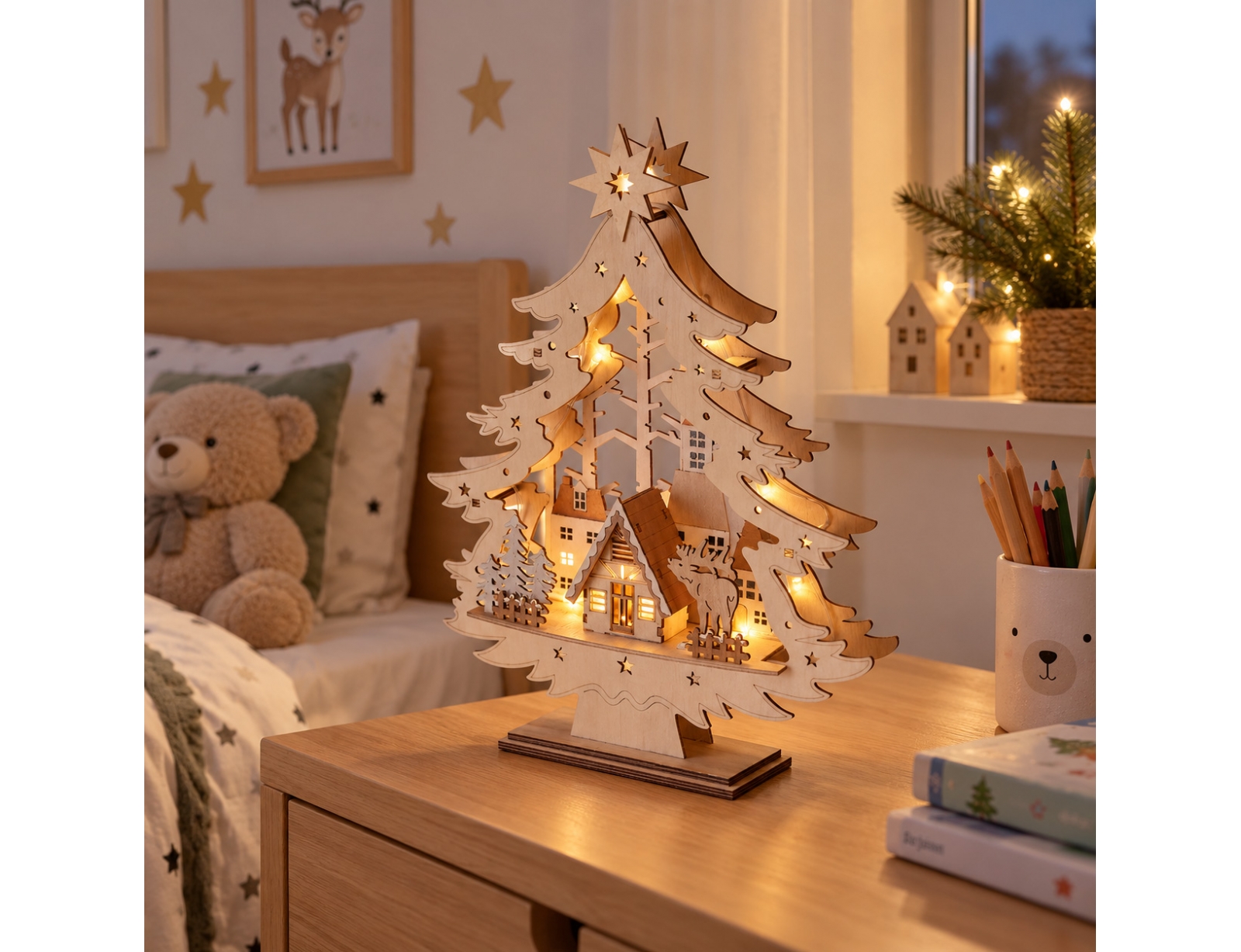 ΠΑΡΑΔΟΣΙΑΚΆ WINTER SCENES XMAS TREE LED 39CM NATURAL GML002150