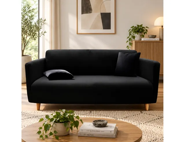 ΚΑΛΎΜΜΑΤΑ ΚΑΝΑΠΈ SOFA COVER 180 - 230 CM WAFFLED MILA NOIR DOUCEUR