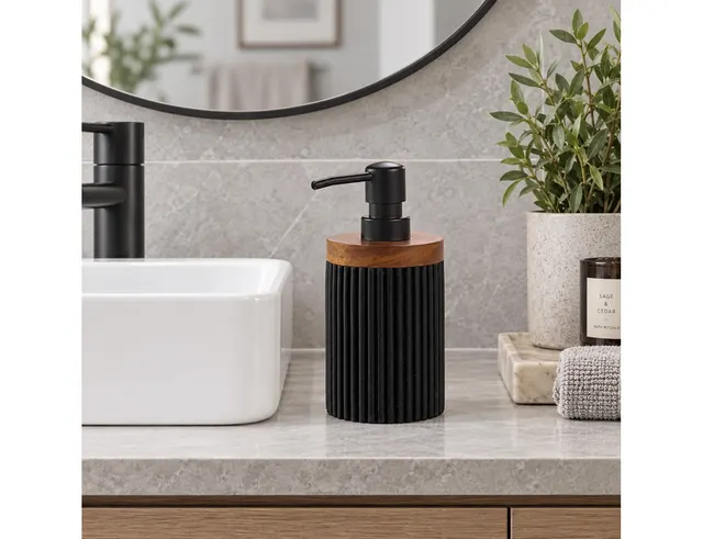 ΑΞΕΣΟΥΆΡ ΜΠΆΝΙΟΥ SOAP DISPENSER PLAIN POLYRESIN ACACIA NIAGARA NOIR
