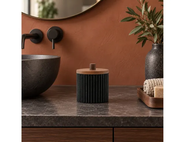 ORGANIZERS & ΘΉΚΕΣ ΤΑΚΤΟΠΟΊΗΣΗΣ COTTON JAR PLAIN POLYRESIN ACACIA NIAGARA NOIR DOU