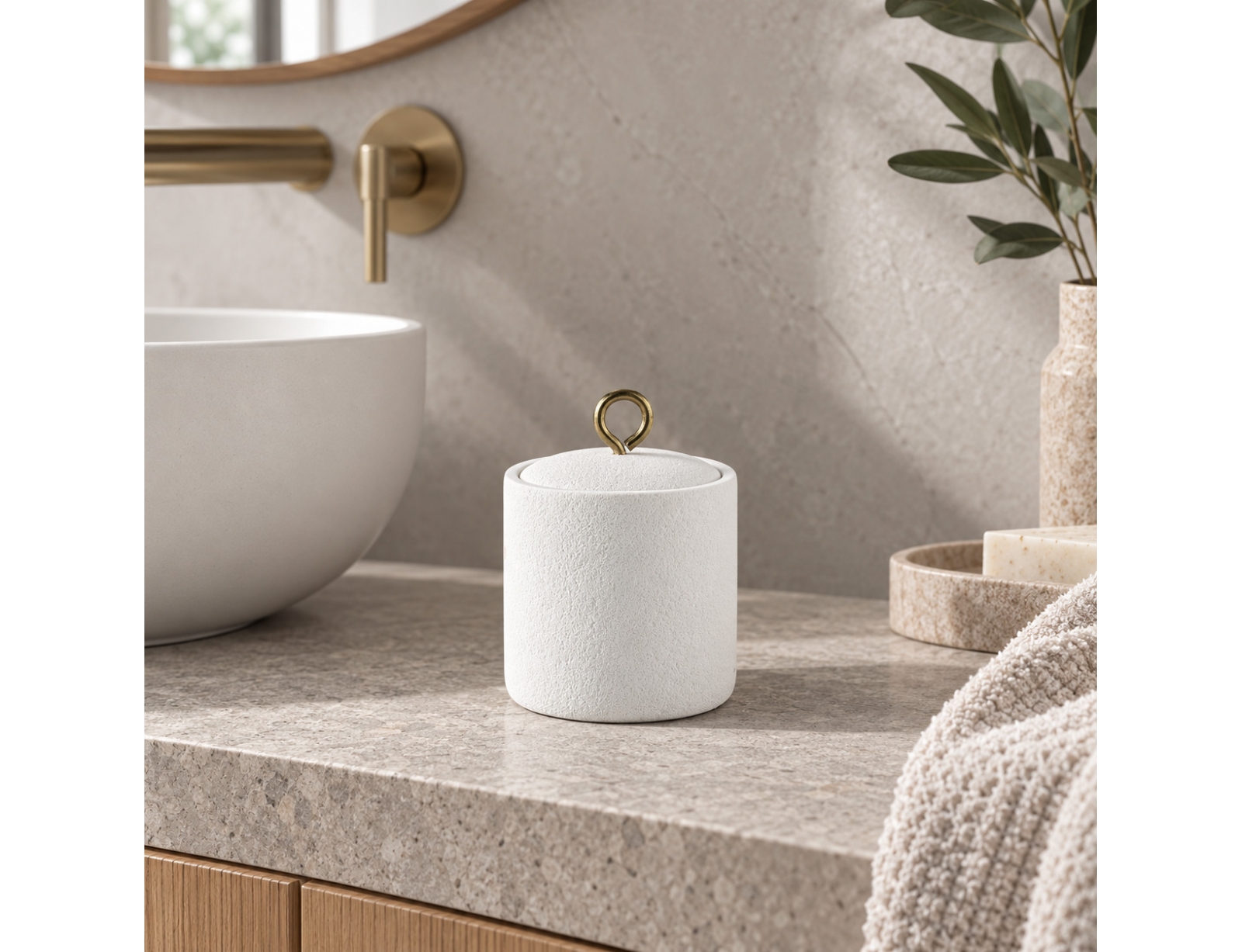 ORGANIZERS & ΘΉΚΕΣ ΤΑΚΤΟΠΟΊΗΣΗΣ COTTON JAR PLAIN POLYRESIN AQUAMARBRE BLANC/OR DOU