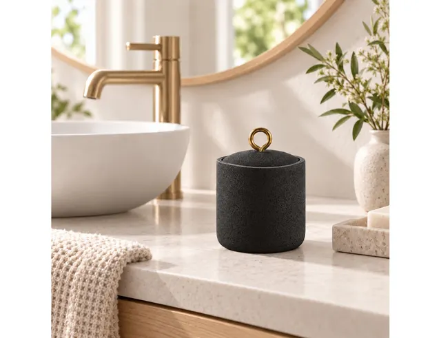 ORGANIZERS & ΘΉΚΕΣ ΤΑΚΤΟΠΟΊΗΣΗΣ COTTON JAR PLAIN POLYRESIN AQUAMARBRE NOIR/OR DOUC