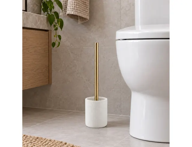 ΑΞΕΣΟΥΆΡ ΜΠΆΝΙΟΥ TOILET BRUSH PLAIN POLYRESIN AQUAMARBRE BLANC/OR D
