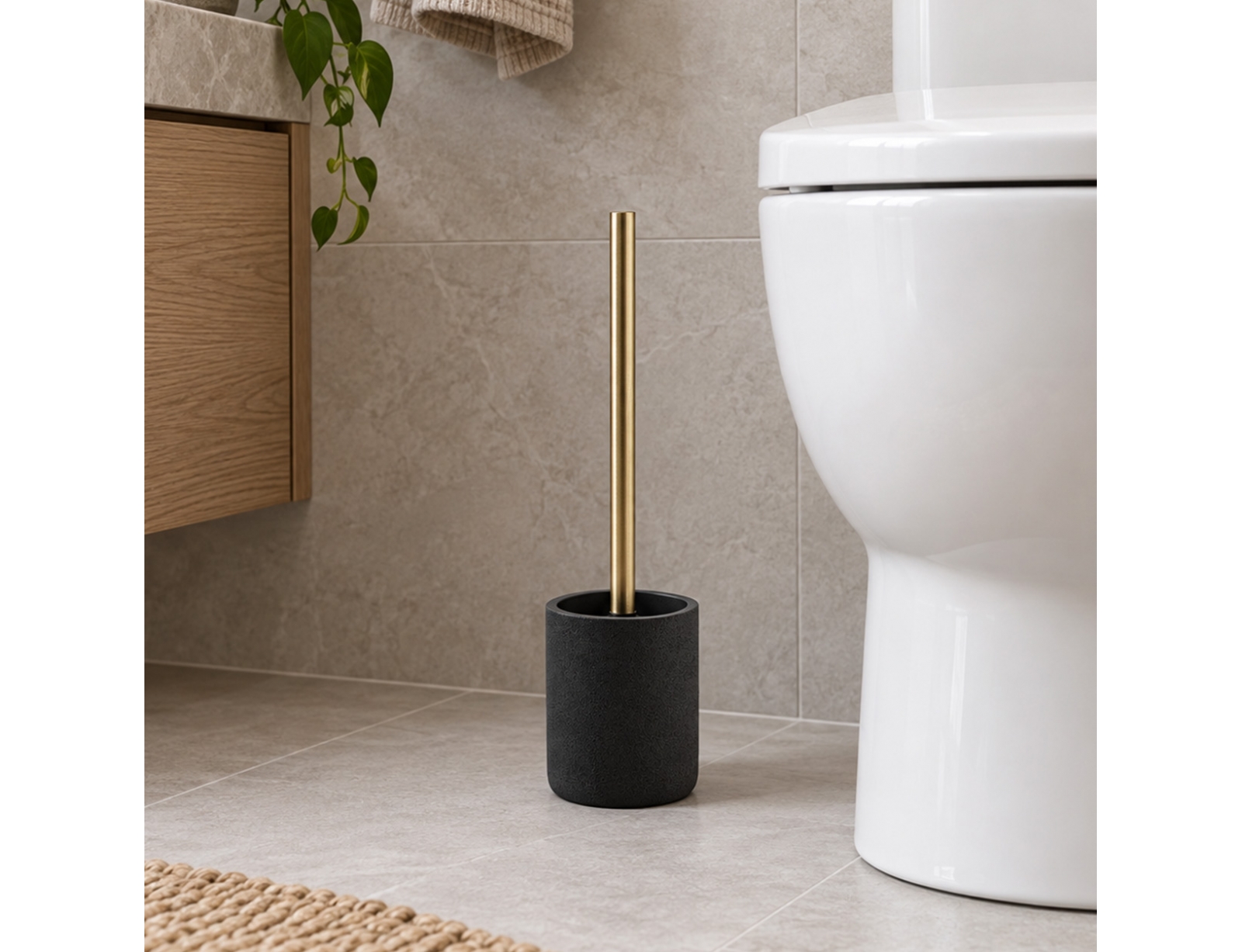 ΑΞΕΣΟΥΆΡ ΜΠΆΝΙΟΥ TOILET BRUSH PLAIN POLYRESIN AQUAMARBRE NOIR/OR DO