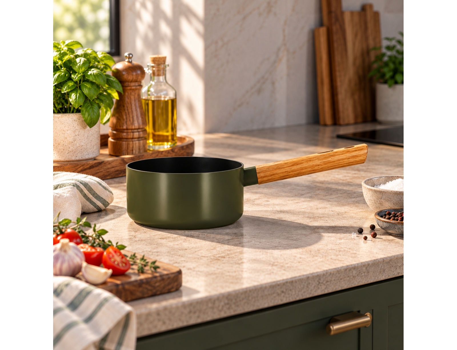 ΚΑΤΣΑΡΌΛΕΣ CASSEROLE ECTOR KAKI MANCHE BOIS 18CM OGO