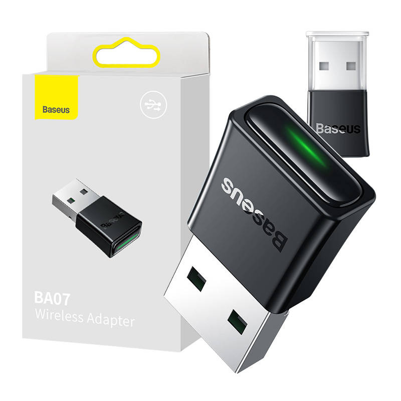 Baseus HUB BA07 Bluetooth USB Αντάπτορας BT 5.3, με ένδειξη LED, εμβέλεια 20μ, Μαύρος (ZJBA010001)
