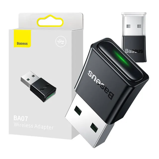 Baseus HUB BA07 Bluetooth USB Αντάπτορας BT 5.3, με ένδειξη LED, εμβέλεια 20μ, Μαύρος (ZJBA010001)