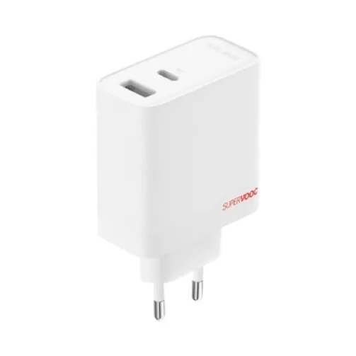 Επιτοίχιος Φορτιστής OnePlus 80W Dual Ports SuperVooc Adapter +Cable (Type-C + Type-A) White EU